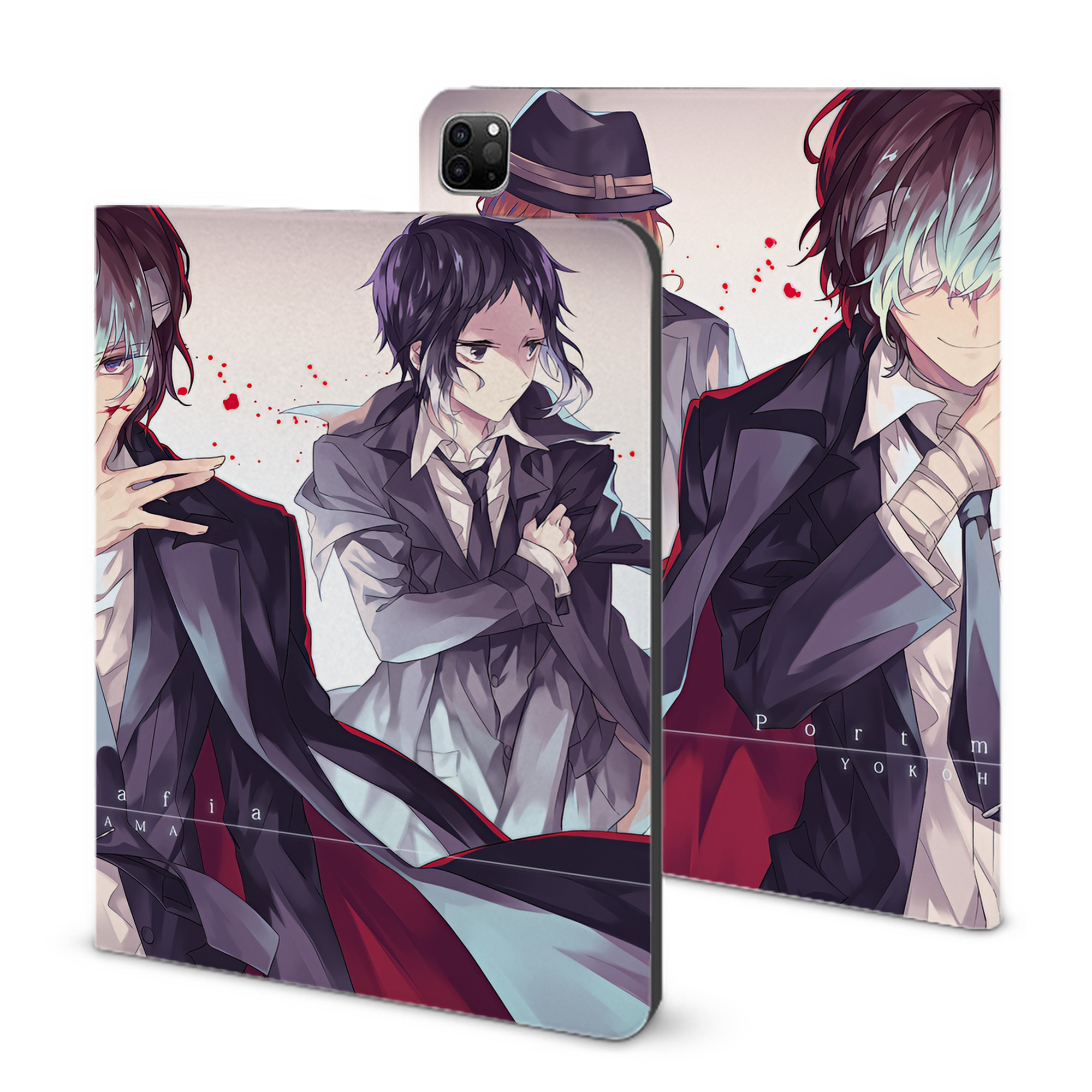 （画像用） 文豪ストレイドッグス Bungo Stray Dogs IPad ケース ブック型 PUレザー TPU 耐衝撃 軽量 薄型 ペン収納なし 全面保護 IPad 各モデル対応
